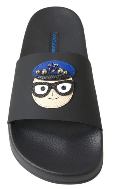 Shop Dolce & Gabbana Black Slides Sandals Beach Saint Barth Women's Shoes