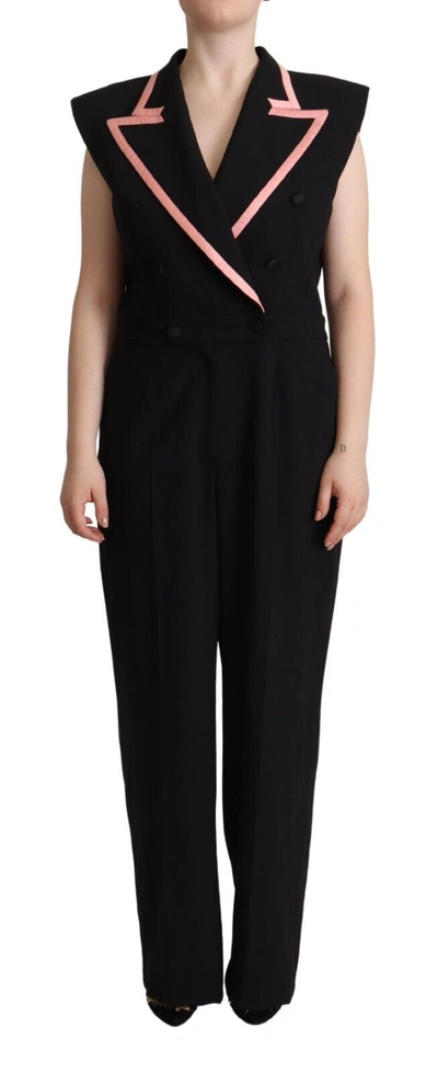 Shop Dolce & Gabbana Black Wool Blend Sleeveless Jumpsuit Women's Dress