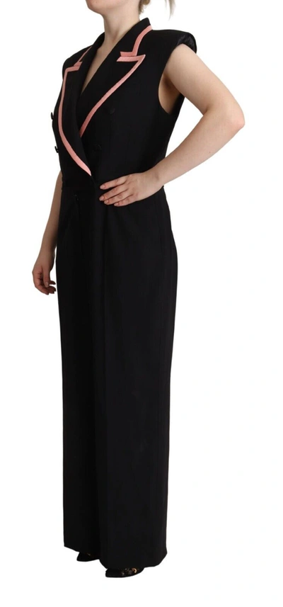 Dolce & Gabbana Black Wool Blend Sleeveless Jumpsuit Dress In Black