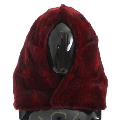 Shop Dolce & Gabbana Bordeaux Hamster Fur Crochet Hood Scarf Women's Hat