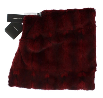 Shop Dolce & Gabbana Bordeaux Hamster Fur Crochet Hood Scarf Women's Hat