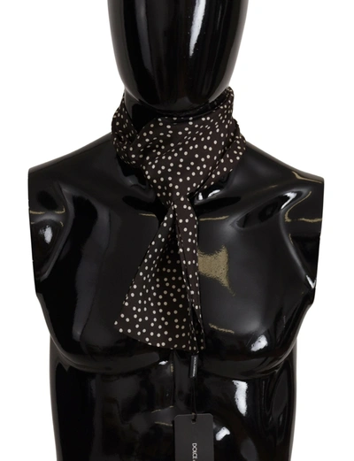 Shop Dolce & Gabbana Elegant Silk Polka Dot Men's Men's Scarf In Brown