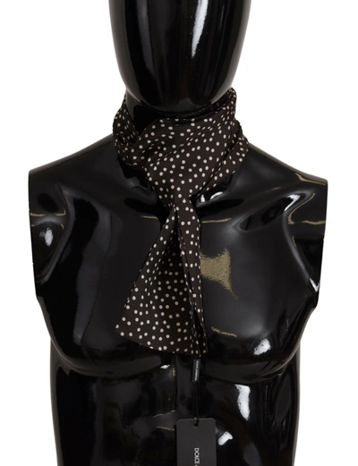 Dolce & Gabbana Brown Polka Dot Men Scarf Neck Wrap Shawl Scarf In Brown