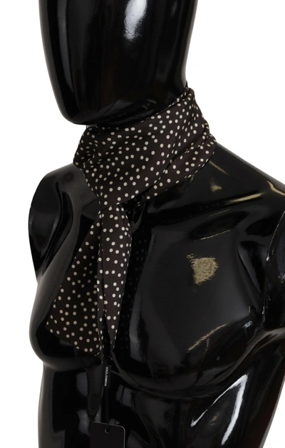 Shop Dolce & Gabbana Elegant Silk Polka Dot Men's Men's Scarf In Brown