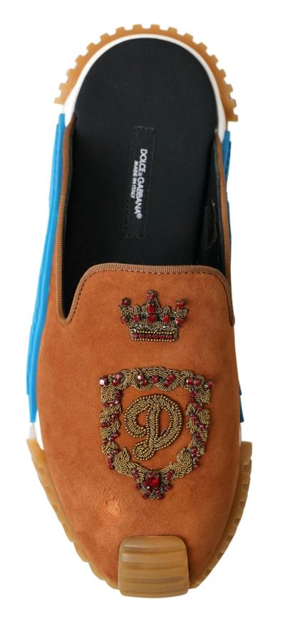 Shop Dolce & Gabbana Brown Suede Crown Logo Ns1 Slides Men's Sandals