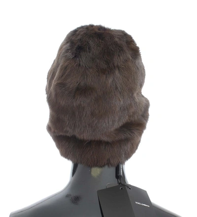 Shop Dolce & Gabbana Brown Weasel Fur Womens Cashmere Hat Beanie