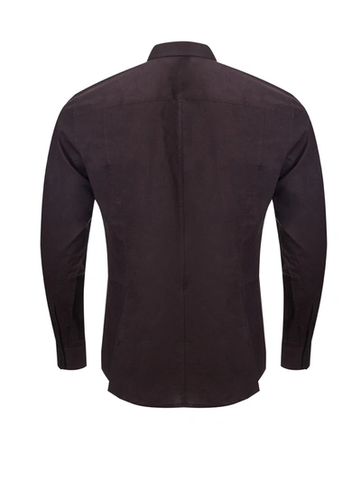 Shop Dolce & Gabbana Sleek Dark Brown Slim Fit Cotton Men's Shirt
