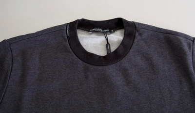 Dolce & Gabbana Dark Gray Cotton Crew Neck Pullover Sweater In Dark Gray