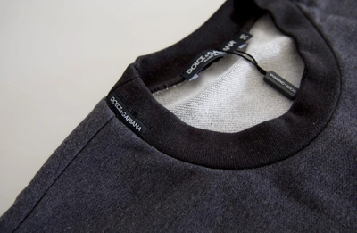 Dolce & Gabbana Dark Gray Cotton Crew Neck Pullover Sweater In Dark Gray