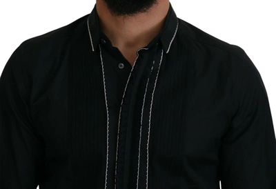 Shop Dolce & Gabbana Elegant Slim Fit Tuxedo Dress Men's Shirt In Black