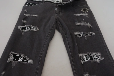 Shop Dolce & Gabbana Gray Wash Black Crown Slim Fit Denim Men's Jeans