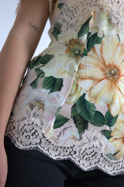 Shop Dolce & Gabbana Elegant Floral Print Silk Women's Blouse In Multicolor