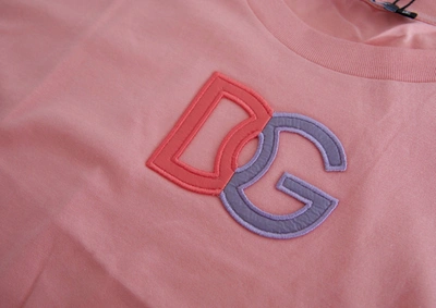 Shop Dolce & Gabbana Pink Cotton Dg Logo Crew Neck Tank Women's T-shirt