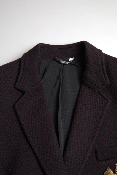 Shop Dolce & Gabbana Elegant Purple Double Breasted Wool Men's Blazer