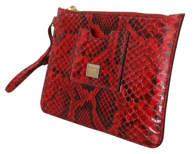 Shop Dolce & Gabbana Red Leather Ayers Clutch Purse Wristlet Women's Hand