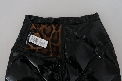 Dolce & Gabbana Shiny Black High Waist A-line Mini Skirt In Black