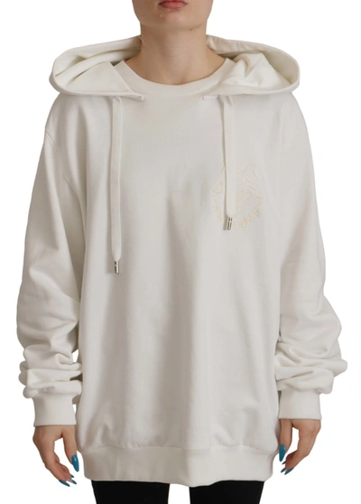 Dolce & Gabbana White Hoodie Pullover Embroidered Sweater In White