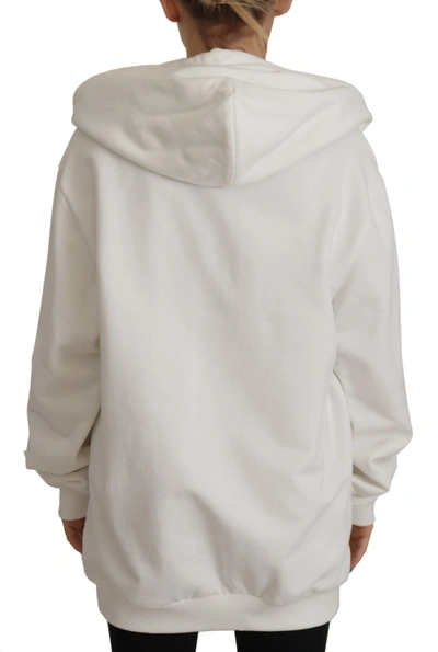 Dolce & Gabbana White Hoodie Pullover Embroidered Sweater In White
