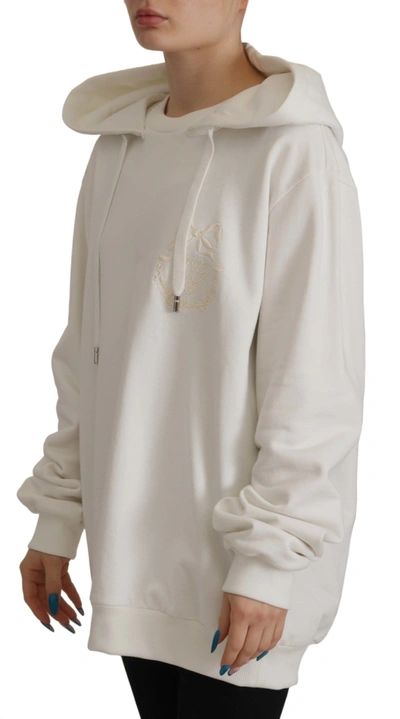 Dolce & Gabbana White Hoodie Pullover Embroidered Sweater In White