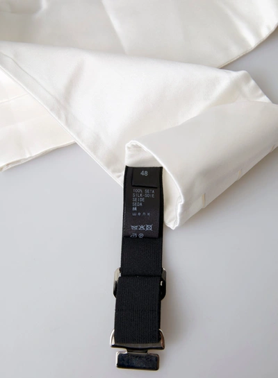 Dolce & Gabbana White Men Wide Waist Silk Belt Cummerbund In White