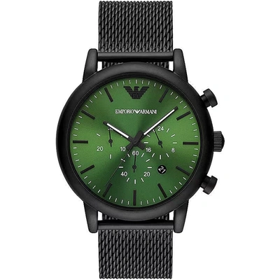 Shop Emporio Armani Trendy Green Dial Chronograph Men's Watch In Black And Green
