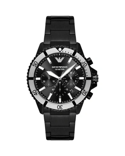 Shop Emporio Armani Black Steel Chronograph Men's Watch