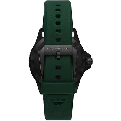 Shop Emporio Armani Green Silicone And Steel Quartz Men's Watch In Black And Green