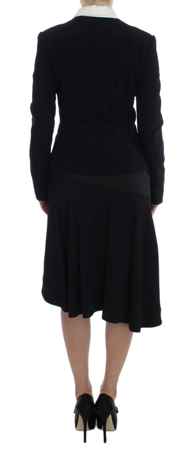 Shop Exte Elegant Two-piece Skirt Suit In Black &amp; Women's Blue