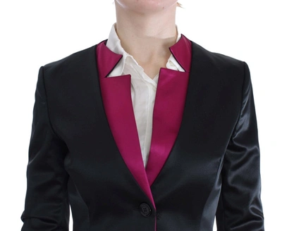 Exte Chic Black And Pink Skirt Suit Ensemble In Black