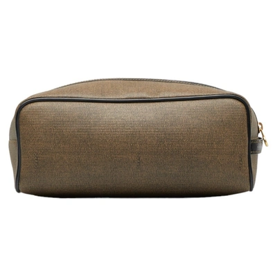 Shop Fendi Brown Canvas Clutch Bag ()