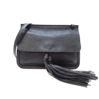 Shop Gucci Bamboo Daily Black Leather Shoulder Bag ()