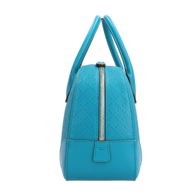 Shop Gucci Diamante Blue Leather Shoulder Bag ()
