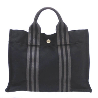 Shop Hermes Hermès Fourre Tout Black Canvas Tote Bag ()