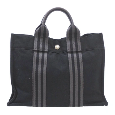 Shop Hermes Hermès Fourre Tout Black Canvas Tote Bag ()