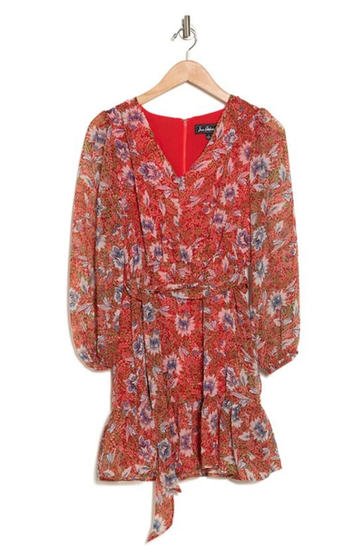 Shop Sam Edelman Country Balloon Sleeve Fit & Flare Dress In Red Multi