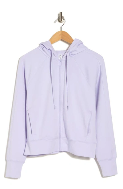 Shop Yogalicious Amy Hooded Scuba Jacket In Purple Heather