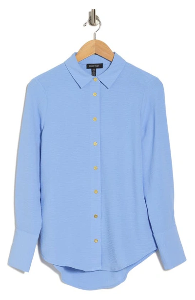 Shop Ellen Tracy Airflow Long Sleeve Button-up Shirt In French Blue