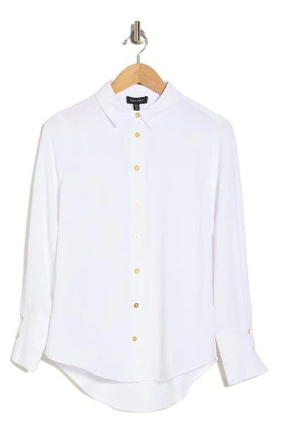 Shop Ellen Tracy Airflow Long Sleeve Button-up Shirt In White