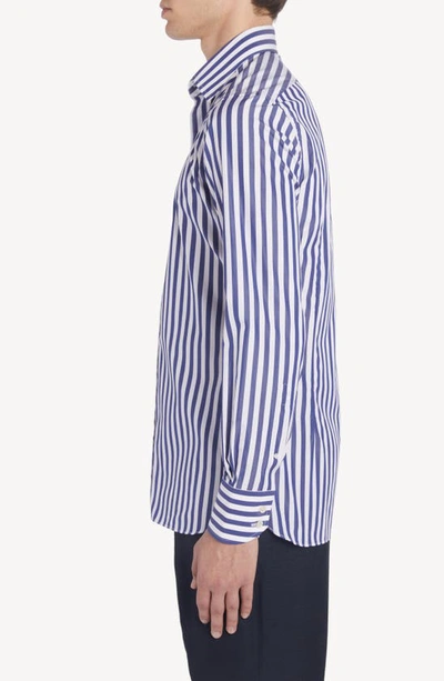 Shop Tom Ford Slim Fit Stripe Button-up Shirt In White/ Blue