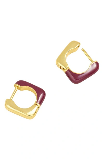 Shop Madewell Colorblock Enamel Square Huggie Earrings In Pale Gold