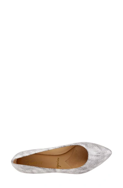 Shop Trotters Estee Woven Flat In Silver Print Leather