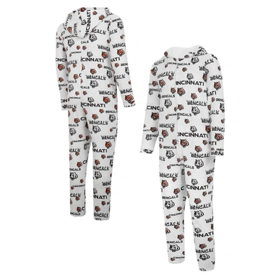 Shop Concepts Sport White Cincinnati Bengals Allover Print Docket Union Full-zip Hooded Pajama Suit