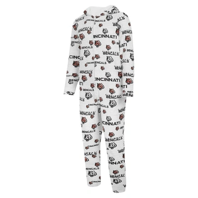 Shop Concepts Sport White Cincinnati Bengals Allover Print Docket Union Full-zip Hooded Pajama Suit
