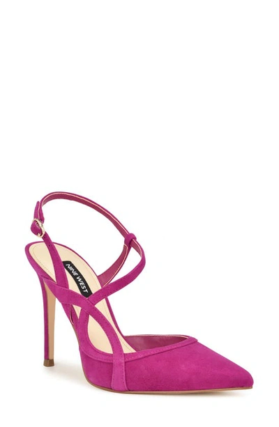 Nine West Fresta Asymmetric Strappy Pump In Pink Suede | ModeSens