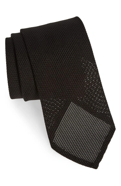 Shop Thom Sweeney Silk Grenadine Tie In Black