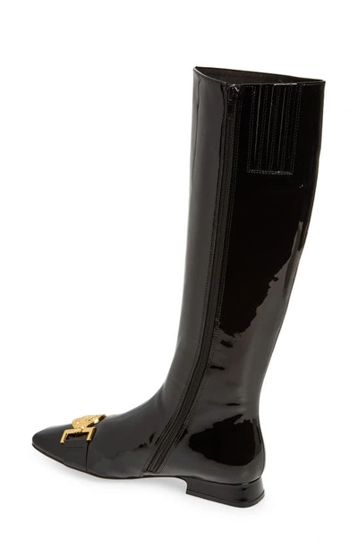 Shop Jeffrey Campbell Lions Knee High Boot In Black Patent Gold