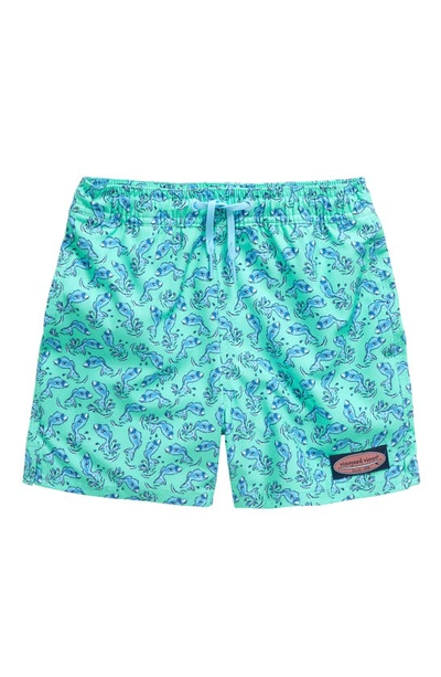 Vineyard Vines Kids' Chappy Crab Print Swim Trunks In Blue