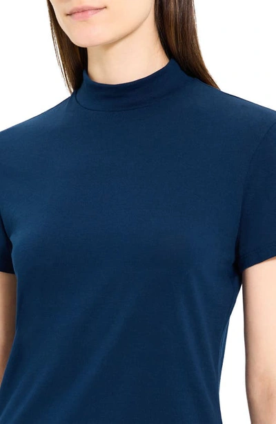 Shop Theory Tiny Mock Neck Organic Pima Cotton T-shirt In Blueberry
