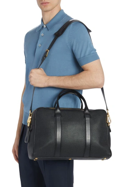 Shop Tom Ford Buckley Leather Duffle Bag In Black