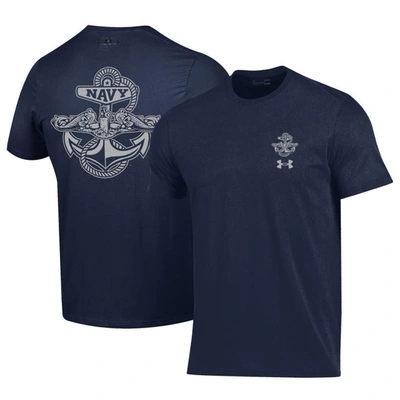 Shop Under Armour Navy Navy Midshipmen Silent Service Anchor T-shirt